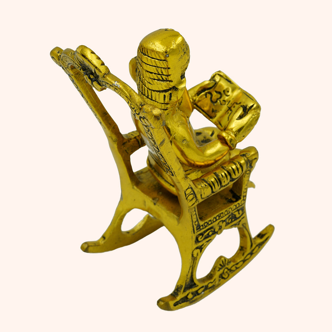 Brass Ganesha Rocking Chair Statue Decorative Showpiece