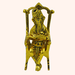Brass Ganesha Rocking Chair Statue Decorative Showpiece