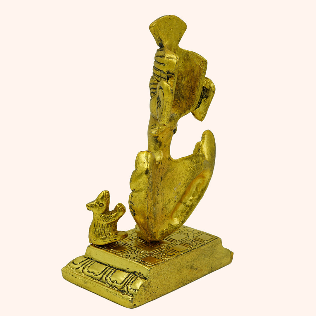 Handicraft Lord Ganesha Idol Golden Gillette Murti for Decoration in Home Temple