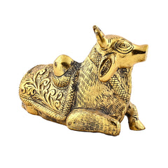Handcrafted Nandi Oxidised Brass Statue Decorative Showpiece
