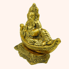 Ganesha Resting Posture Gillette Metal Sculpture for Home Decor