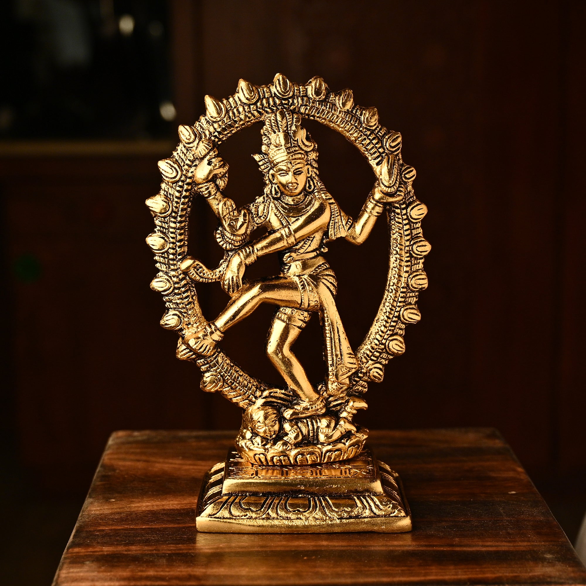 Gillette Metal Golden Nataraja Shiva Statue for Pooja Decorative Showpiece