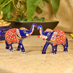Meenakari Elephant Figurine Set