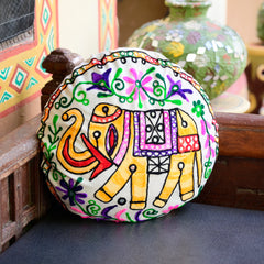Multicolour Rajasthani Embroidery Decorative Cushion Cover set of five