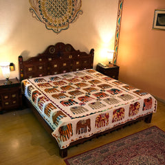 Jaipuri Elephant Double Bedsheet