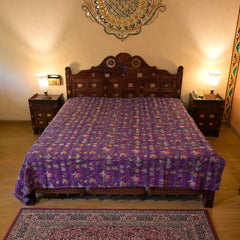 Traditional Cotton Rajasthani Kantha Work Bedsheet