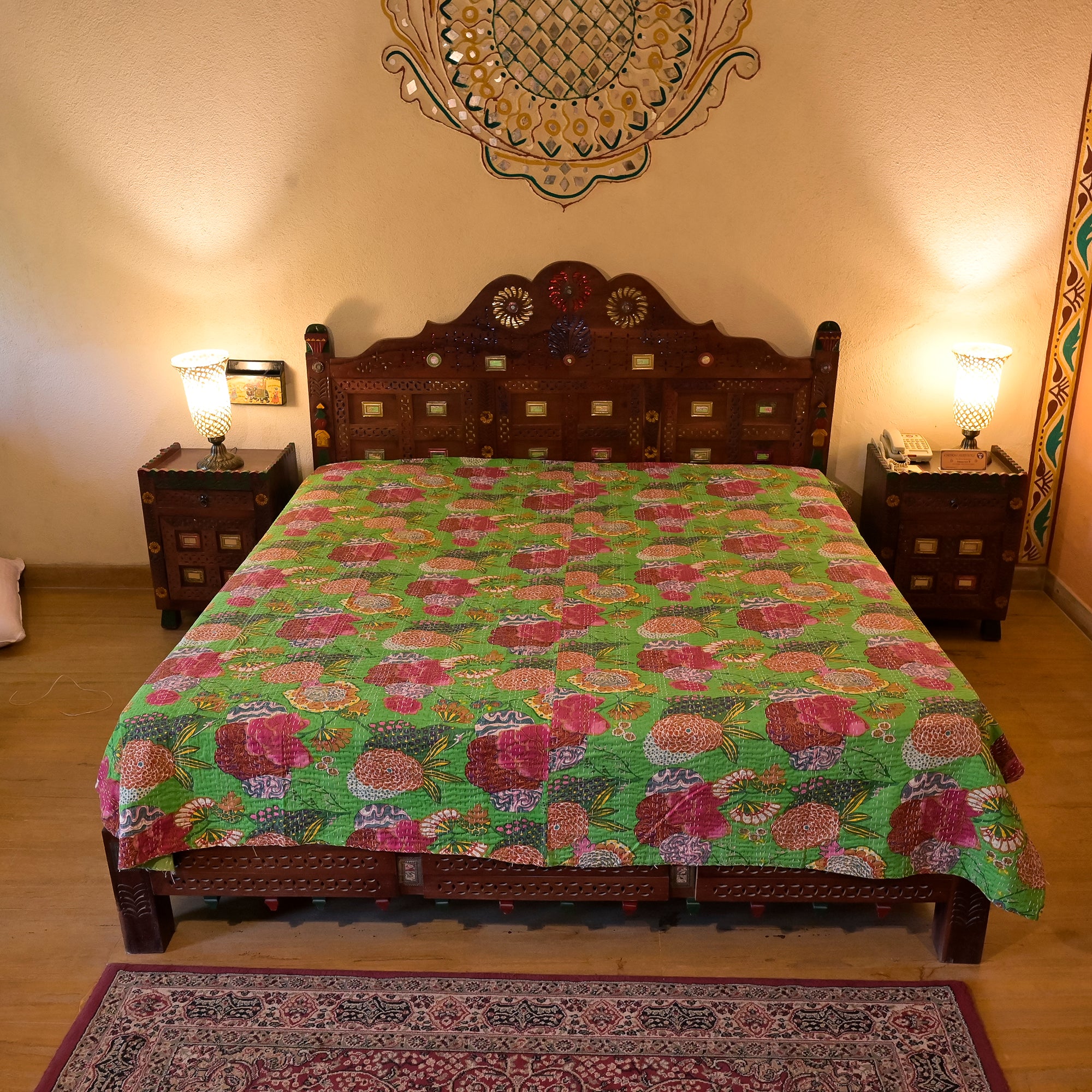 Jaipuri Kantha Artwork Bedding Cotton Bedsheet