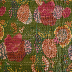 Botanical Kantha Artwork Cotton Bedsheet