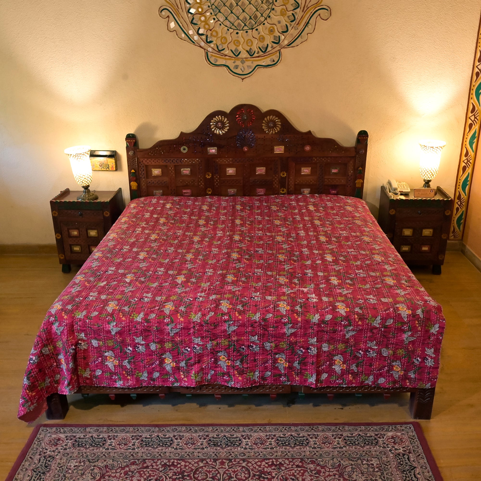 Rajasthani Kantha Quilt Bed Cover Cotton Bedsheet