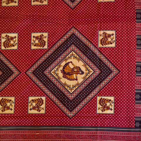 Red Jaipuri Printed Cotton Bedsheet