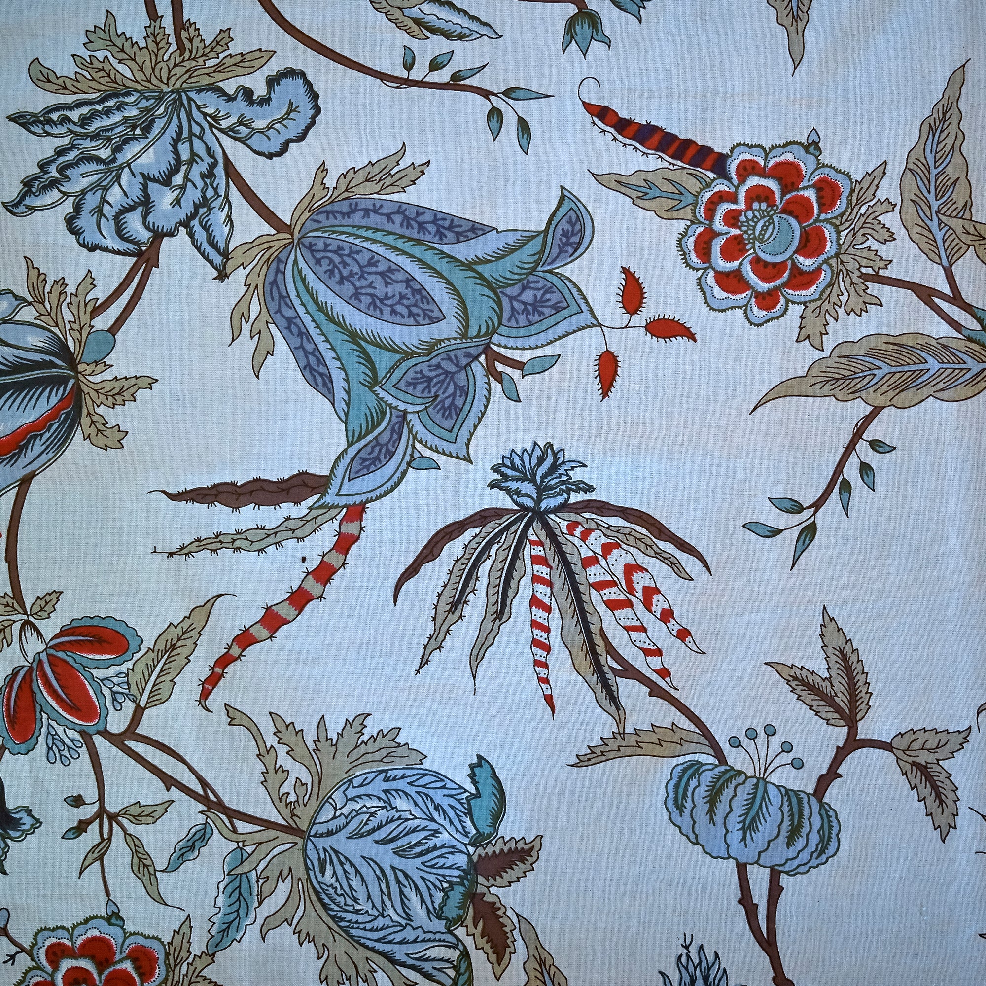 Traditional Blue Floral Vine Printed Cotton Bedsheet Set