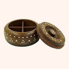 Handcrafted Wooden Multi-Purpose Dry Fruit Box Masala Dabba Kitchenware