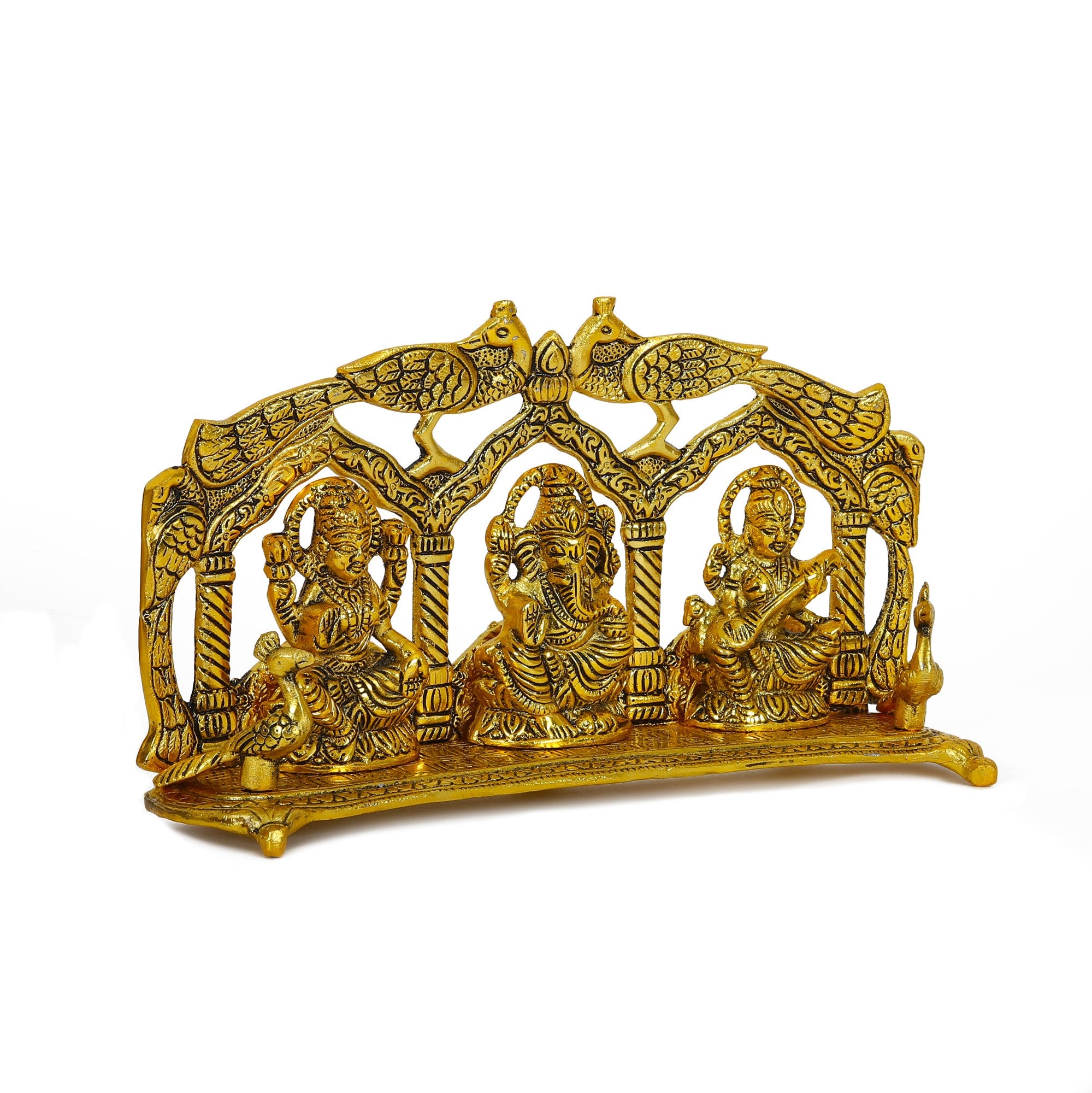 Laxmi Ganesha Saraswati Idol Gold Decorative Showpiece