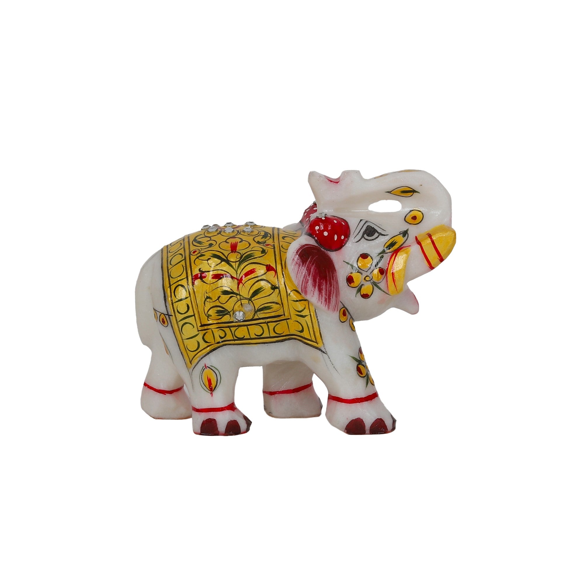 Handmade Large White Rajasthani Marble Stone Royal Elephant Decorative Showpiece