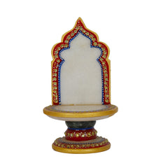 Handcrafted White Marble Stone Lord Ganesha Idol with Singhasan for Pooja Decorative Showpiece