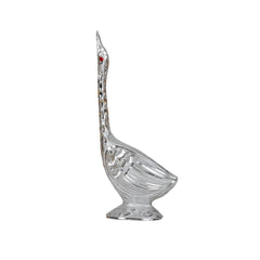 Home Decor Brass White Metal Beautiful Swan Pair Statue Decorative Showpiece