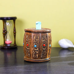 Handcrafted Traditional Wooden Money Bank Piggy Bank Barrel Coin Saving Box Gift