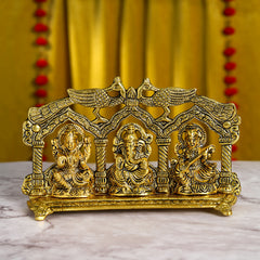 Laxmi Ganesha Saraswati with Peacock Murti