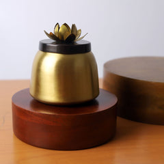 Vintage Lotus Brass Jar