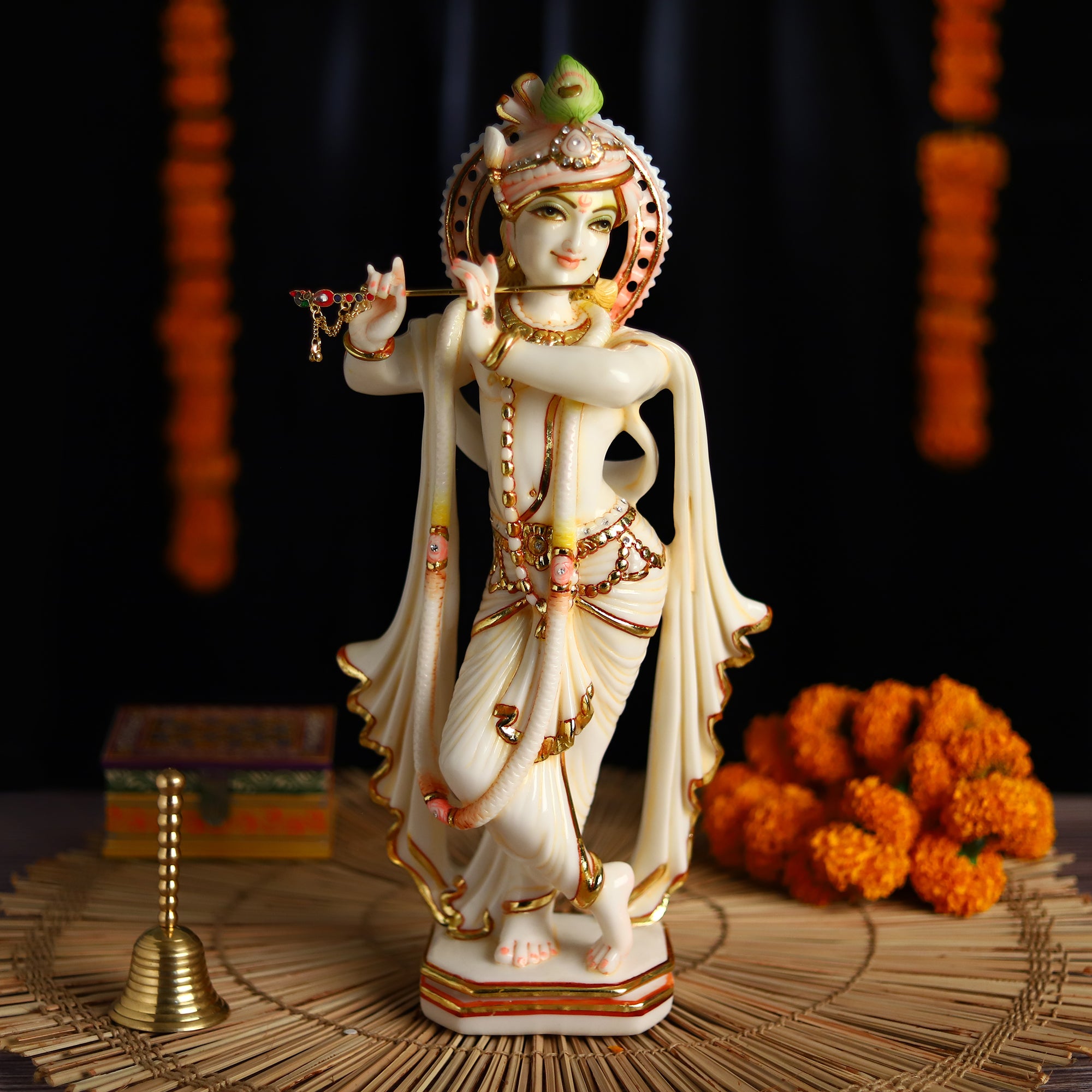 Lord Krishna Playing Flute Resin Murti