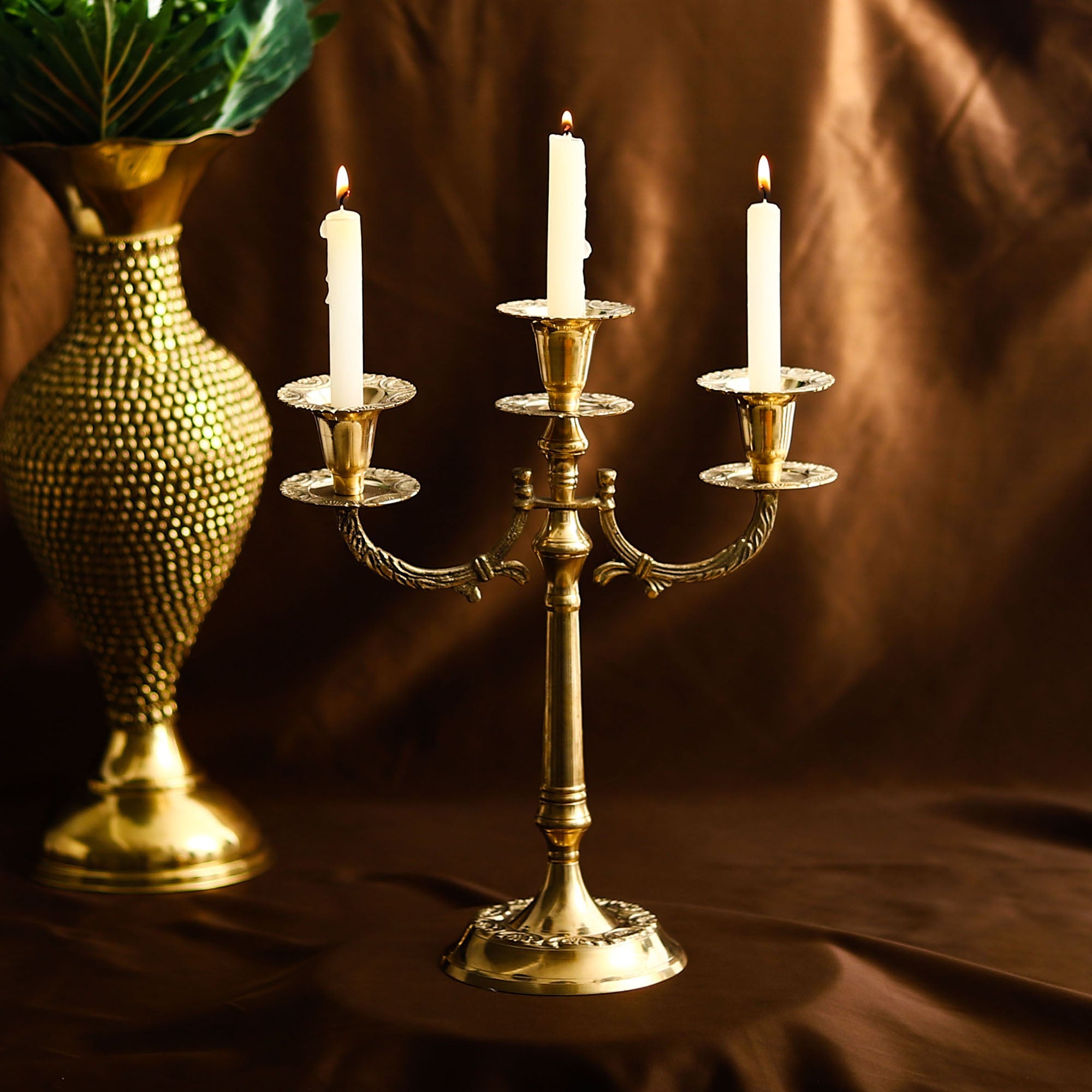 Brass Tabletop Candle Holder