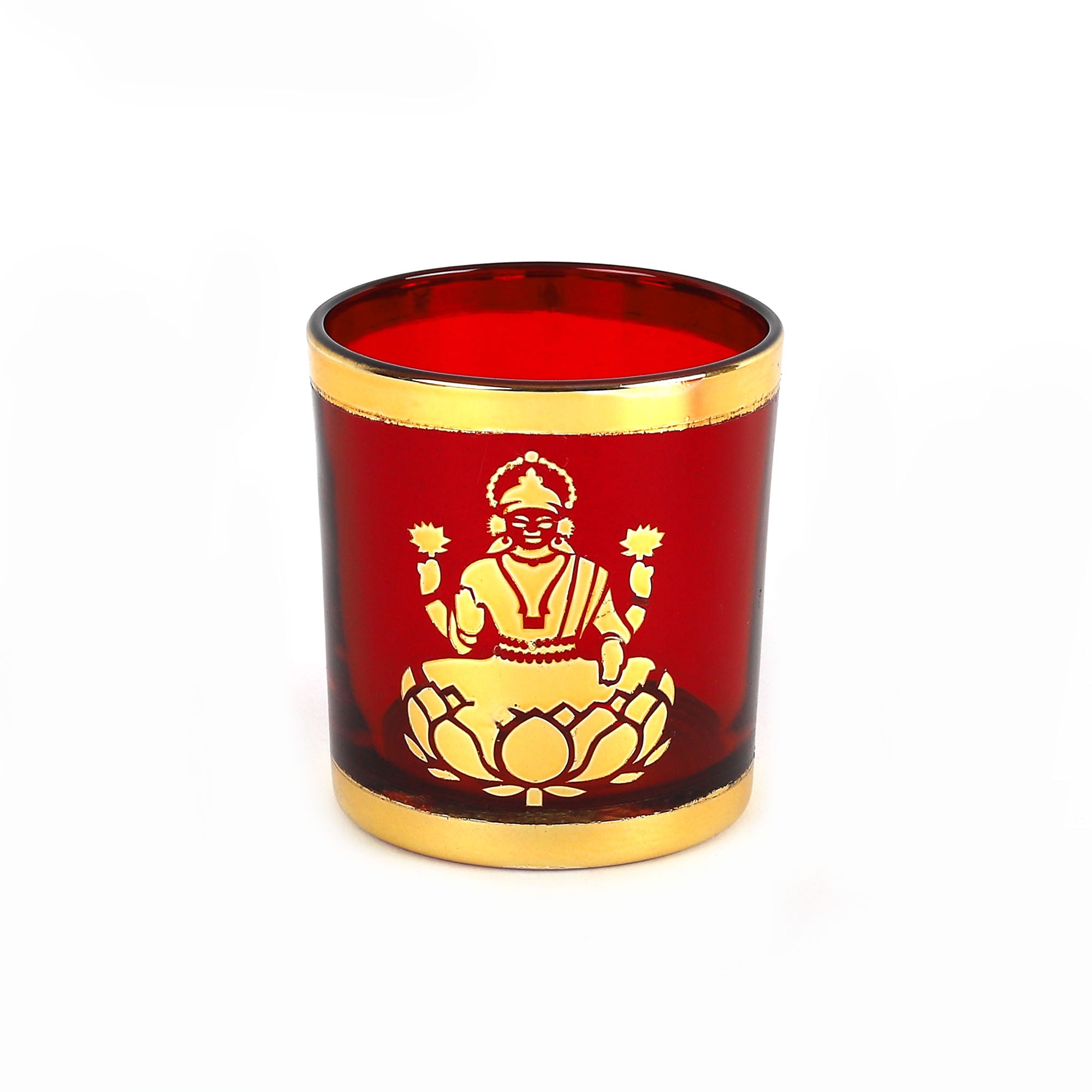 Divine Laxmi-Ganesha Glass Candle Holder Set of 2
