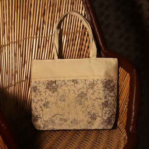 Traditional Kashida-Embroidered Silk-Velvet Handbag