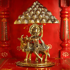 Lord Krishna Lifting Mountain Statue