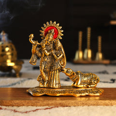 Radha-Krishna with Cow Statue