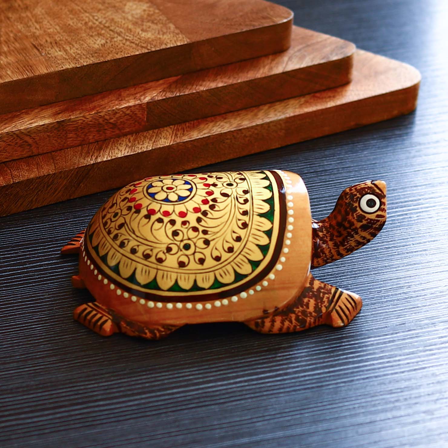 Majestic Wooden Tortoise- 6 In