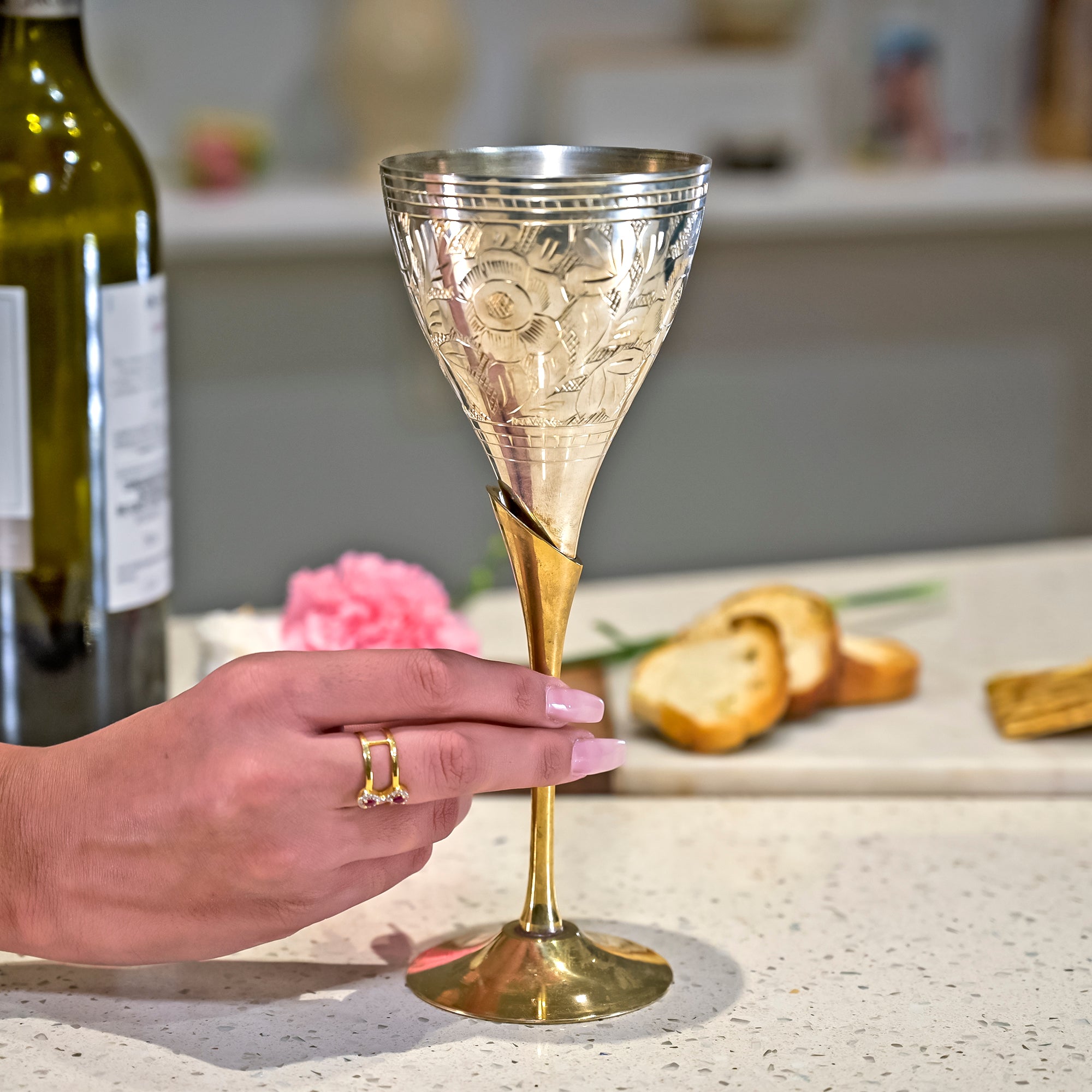 Luxury Brass Wine Glass – CHOKHI DHANI KALAGRAM