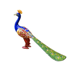 Traditional Metal Home Decor Meenakari Peacock Tail | Showpiece For Home