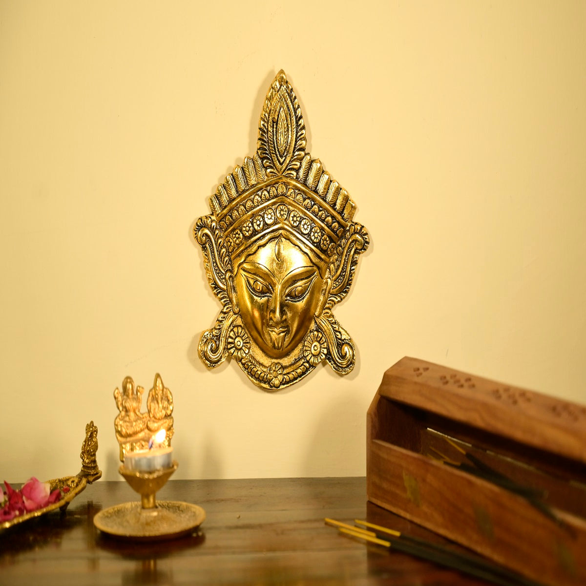 Gillette Metal Goddess Kali Maa Face Wall Hanging | Home Decor